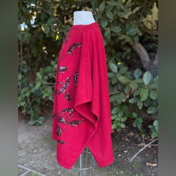 NWT Anne Klein floral sequined poncho - size L/XL - Picture 2 of 6